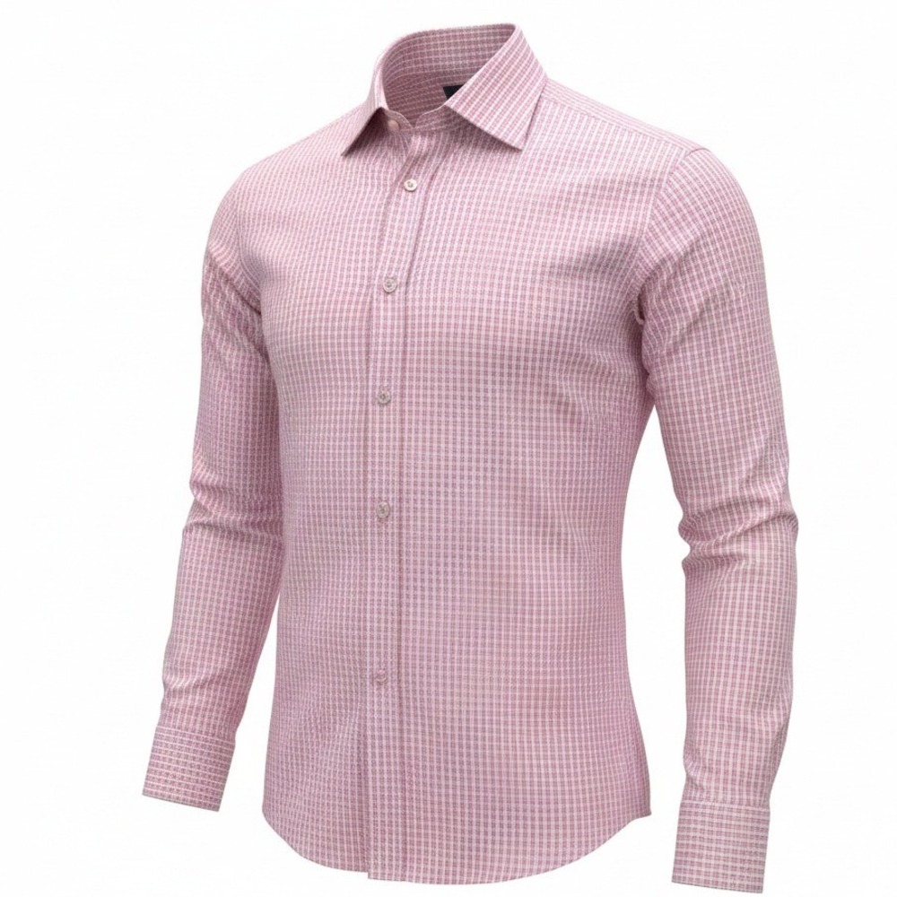 Ghilardi 1940 Mens Pink White Gingham‎ Dress Shirt Size 41 16 Formal French Cuff